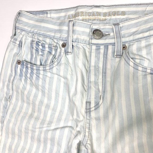 American Eagle Tomgirl Striped Denim Jeans Sz 00 - Picture 5 of 7